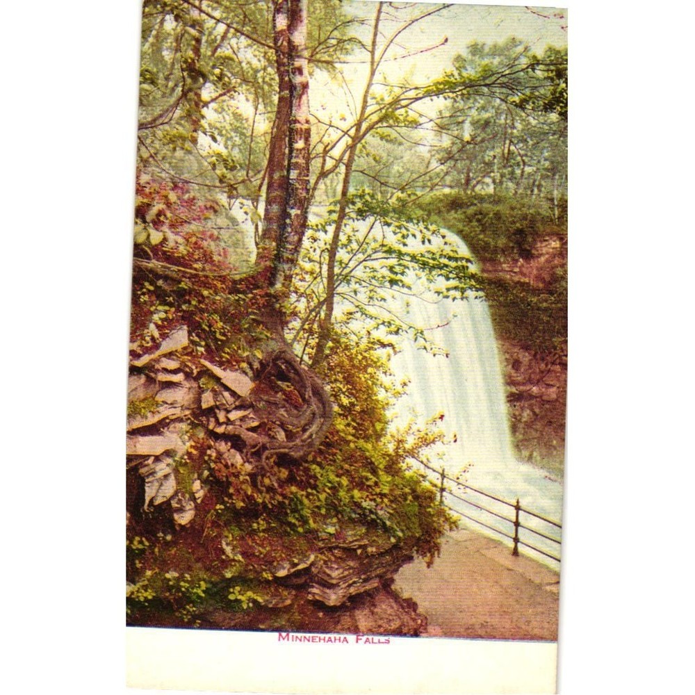 Vintage Minnehaha Falls Postcard Minneapolis Minnesota V.O. Hammon Litho Scenic