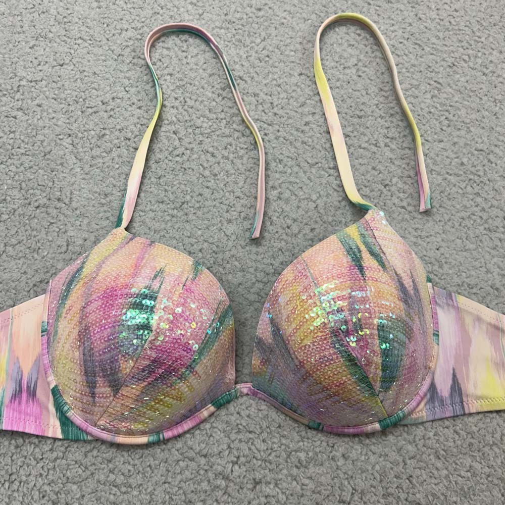 Victoria Secret Swim Bikini Top Womens Size 36C Beach Swimwear Colorful