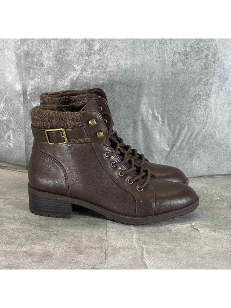 STYLE & COMPANY Womens Brown Lace Gaiel Round Toe Block Heel Hiking Boots 10 M