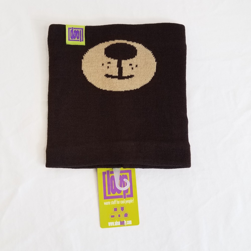 Neck Warmer Loop Brown Tan Dog Bear Face Snout Snood Scarf Circle Looply OSFM
