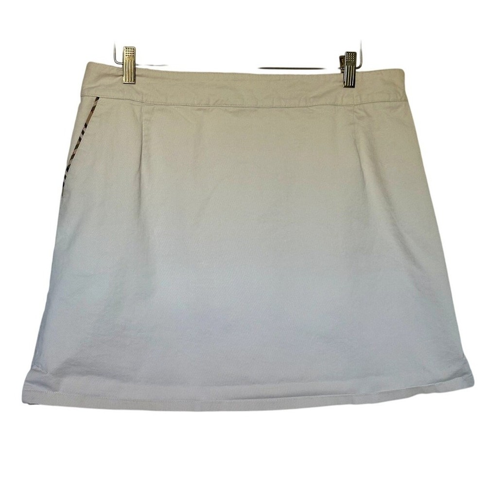BURBERRY Women's Tan Inverted Pleat Mini Golf Skirt Size 14