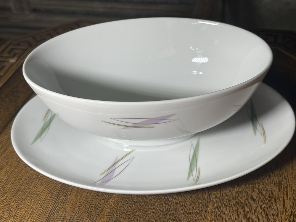 MCM Mid Century Rosenthal Silvana Gravy Boat With Attached Underplate R. Loewy