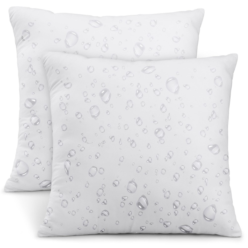16x16 Inch White Water Resistant Outdoor Pillow Inserts 2-Pack