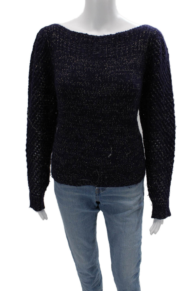 Love Shack Fancy Unisex Dark Blue Baby Alpaca Merino Pullover Sweater Size MFree Shipping in US $100+ Orders | $6.95 Orders Below