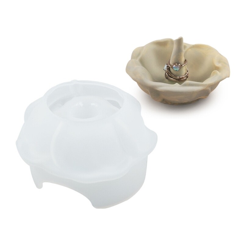 Rose Silicone Mold for Jewelry Holders Elegant Epoxy Resin Dish Crafting Mould