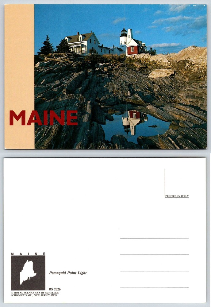 New Harbor Maine PEMAQUID POINT LIGHTHOUSE Postcard V573