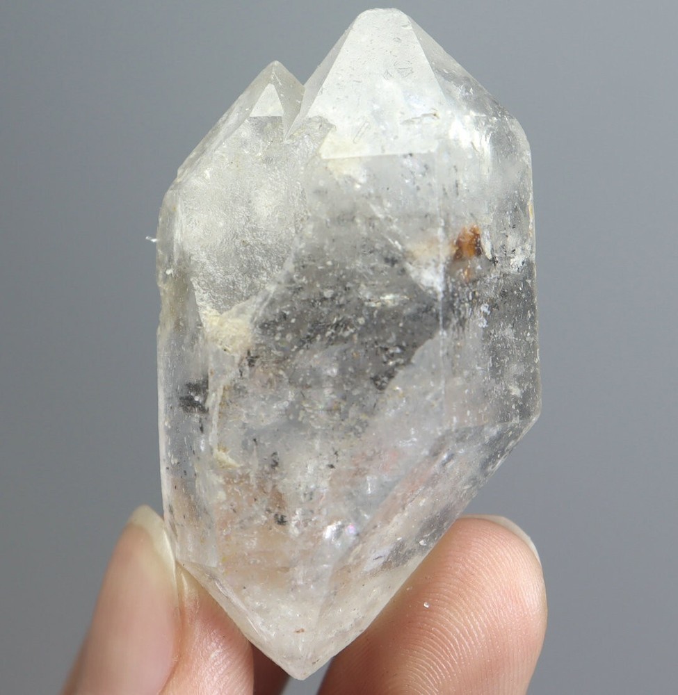 Natural Black Phantom Herkimer Diamond Quartz Crystal Point Mineral Specimen for Collectors