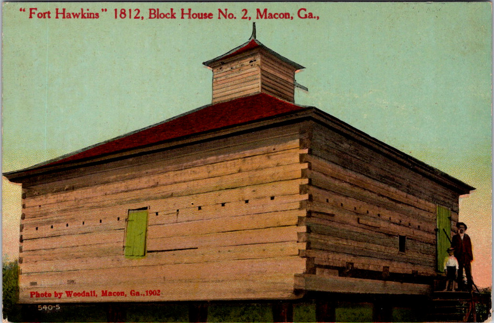 Vintage Postcard Fort Hawkins Block House Macon Georgia