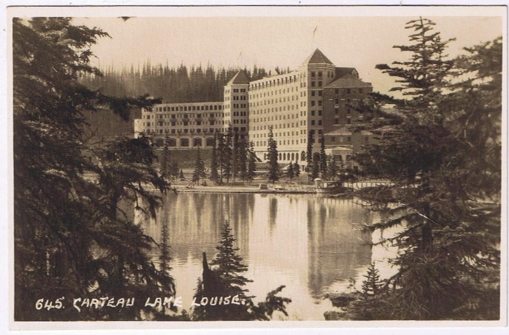 Postcard RPPC Chateau Lake Louise Banff Alberta Byron Harmon Along The CPR Line