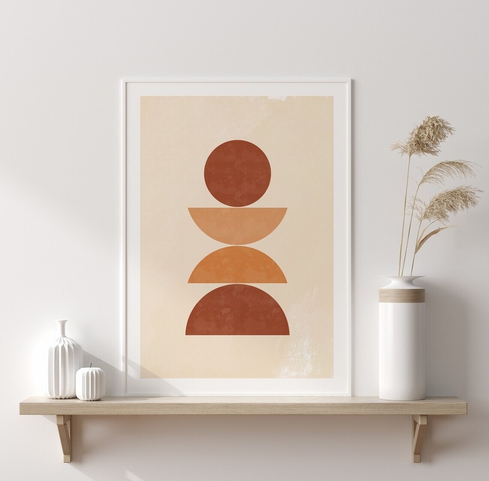 Burnt Orange Abstract Shapes Poster Premium Quality Choose your Size