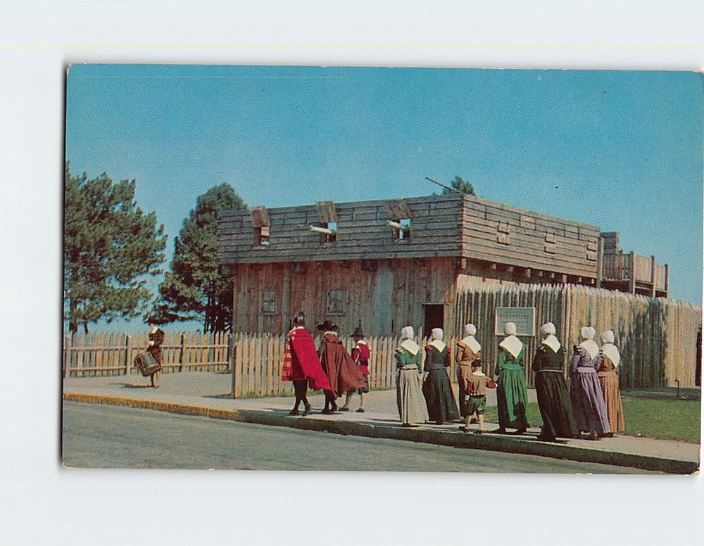 Postcard First Fort Meeting House of the Pilgrims Plymouth Massachusetts USA