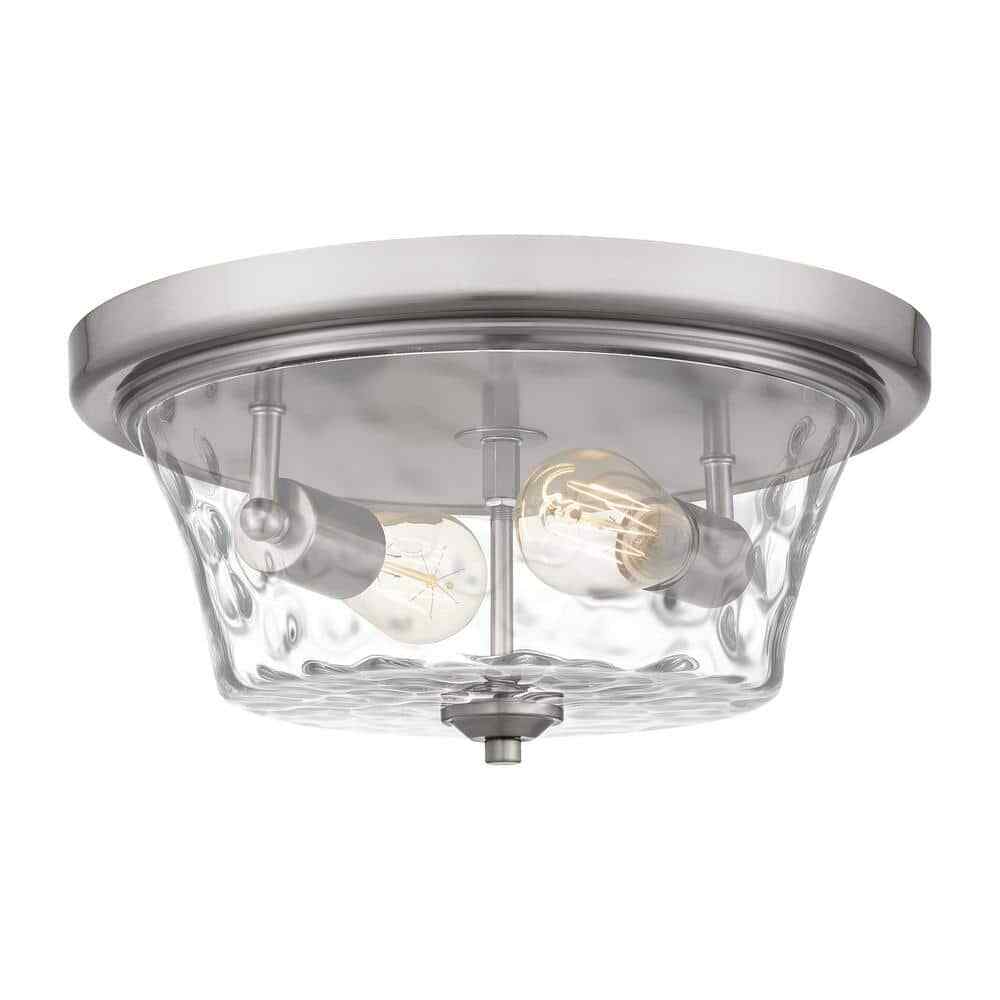 Acacia 2-Light Brushed Nickel Flush Mount with Glass Shade USA Made Lighting-image