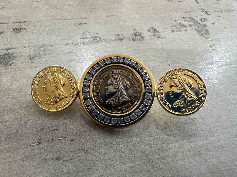 Vintage British Faux Coin Pin Brooch