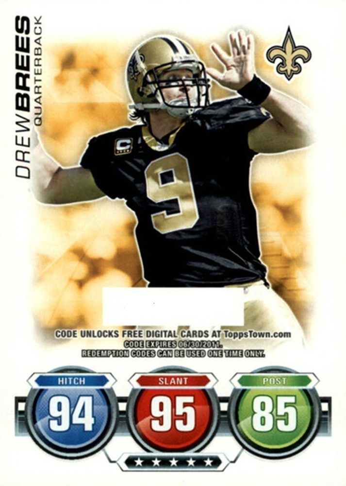 2010 Topps Attax Code Cards #8 Drew Brees New Orleans Saints HOF
