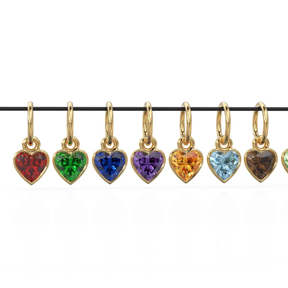 5mm Heart Shape Diamond Gemstone Charm Pendant 14k 18k Solid Gold Bezel Pendant