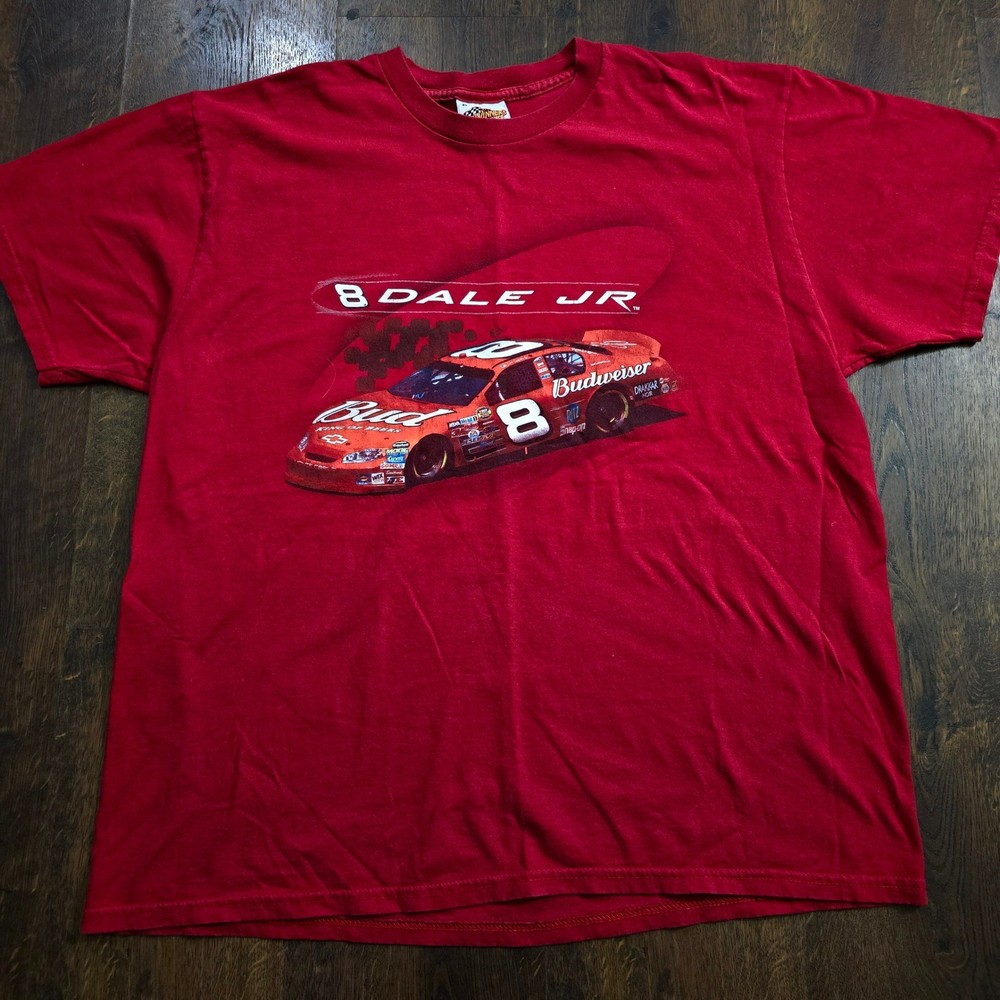 Vintage y2k Dale Earnhardt Jr 8 Budweiser NASCAR Racing T Shirt Mens XL 2005