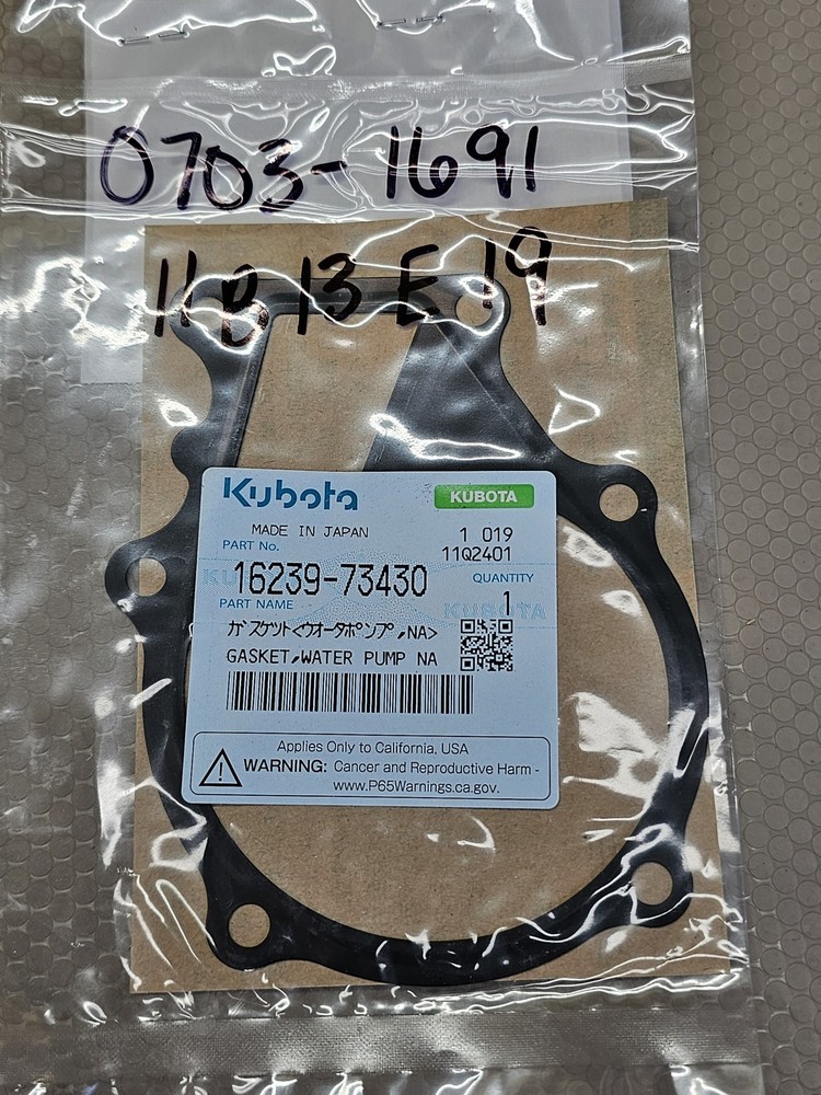Genuine Kubota 16239-73430 Water Pump Gasket D1005 D1105 V1505