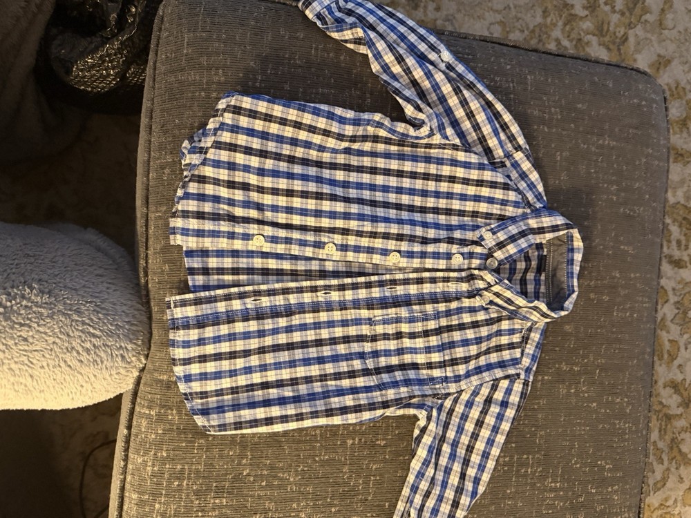 Baby Gap Toddler Boy Blue Plaid Button Up Shirt Long Sleeve Size 2T Blue White