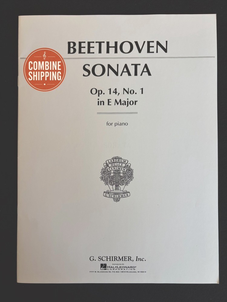 Beethoven Sonata Op 14 No 1 in E Major Piano Sheet Music Schirmer Edition