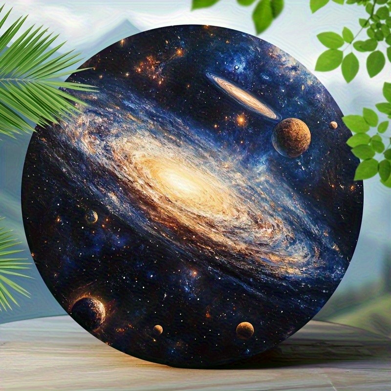 Large Andromeda Galaxy Space Themed Round Metal Wall Art
