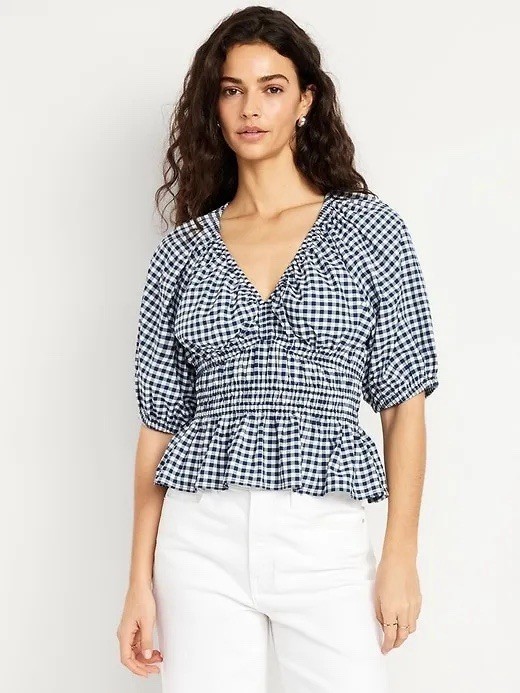 Old Navy Smocked Gingham Top