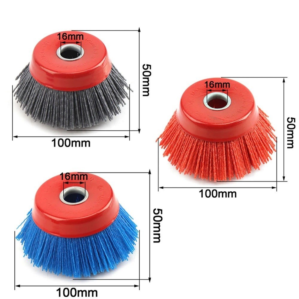 16mm Arbor Nylon Abrasive Cup Brush Wheel for Heavy-Duty Multi-Purpose Use