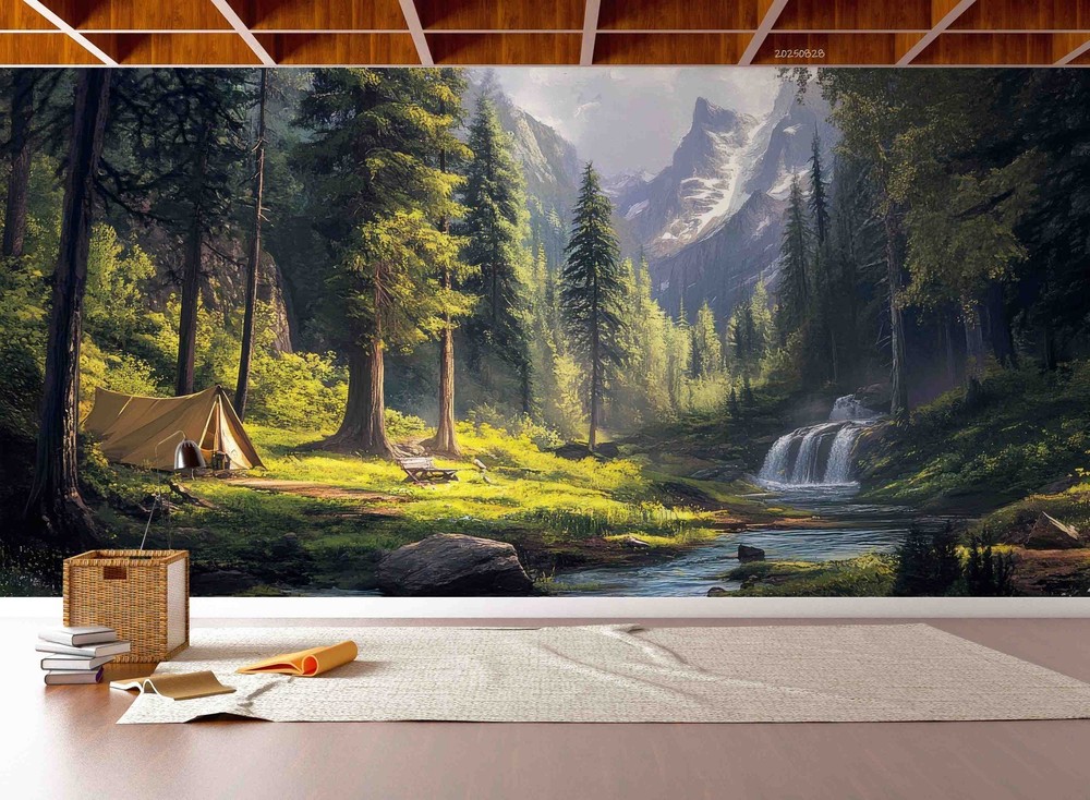 3D Mountain Forest River Landscape Wall Murals Wallpaper Murals Wall Sticker