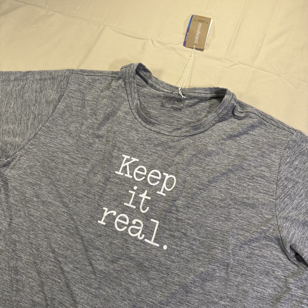 Patagonia Capilene Cool Keep It Real Tee Shirt Mens XL Gray Short Sleeve NWT