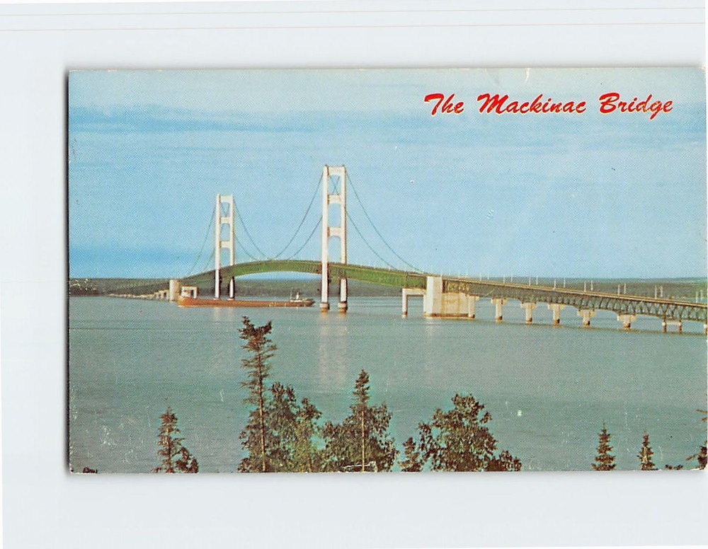 Postcard The Mackinac Straits Bridge Michigan USA