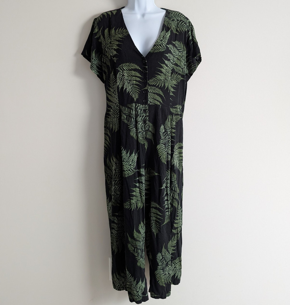 Disturbia Fern Relaxed Jumpsuit Womens 16 Wide Leg Coastal Goth Beach Resort