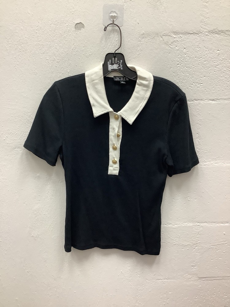 J. Crew Black White Y2K Ribbed Button Blouse Size Medium 0306-225