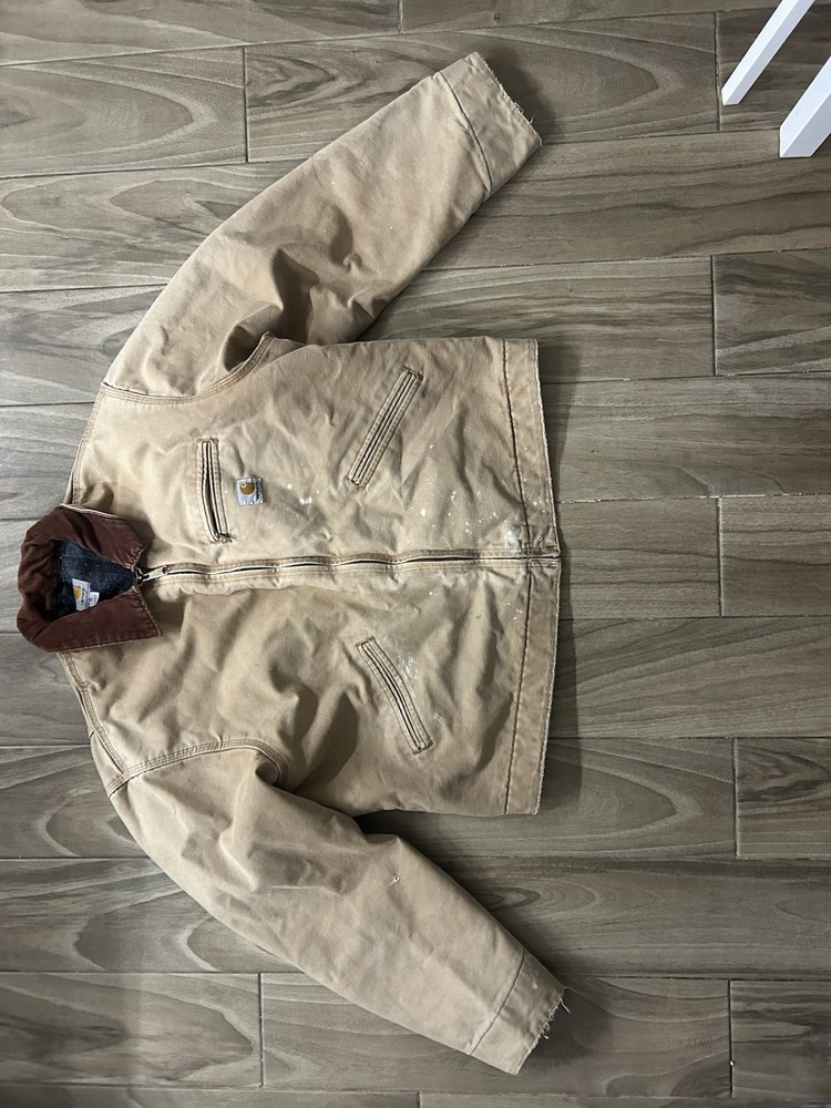 Vintage Carhartt Detroit Lined Work Jacket in Tan Size XL  