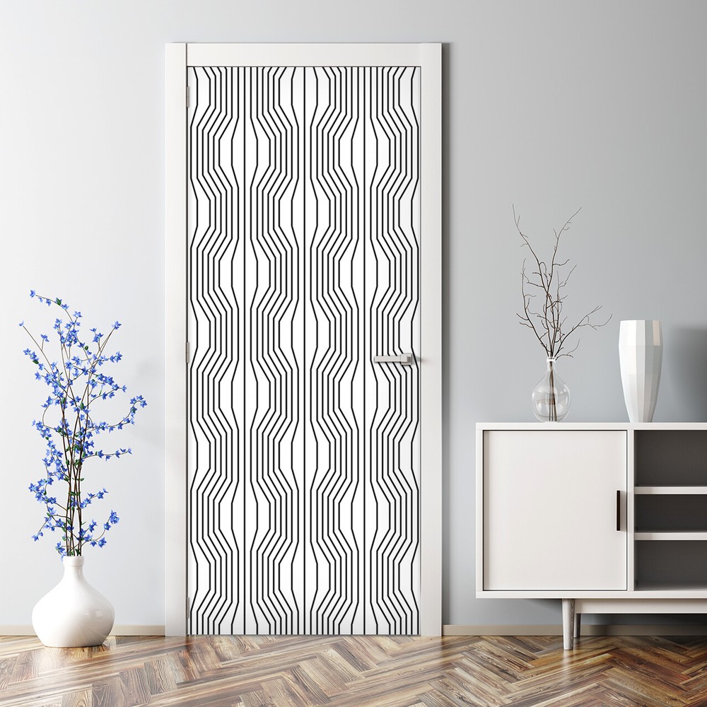 Geometric illusion pattern peel and stick Bubble Free Door sticker self adhesive