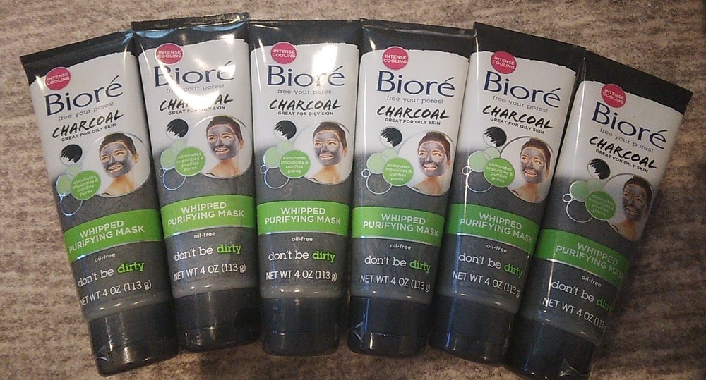 Biore Whipped Charcoal Detox Mask 6 Pack 4 Oz Oily Skin Purifying