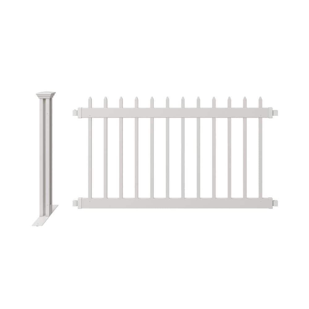 3.2ft H x 5.5ft W White Vinyl Kensington Portable Picket Fence