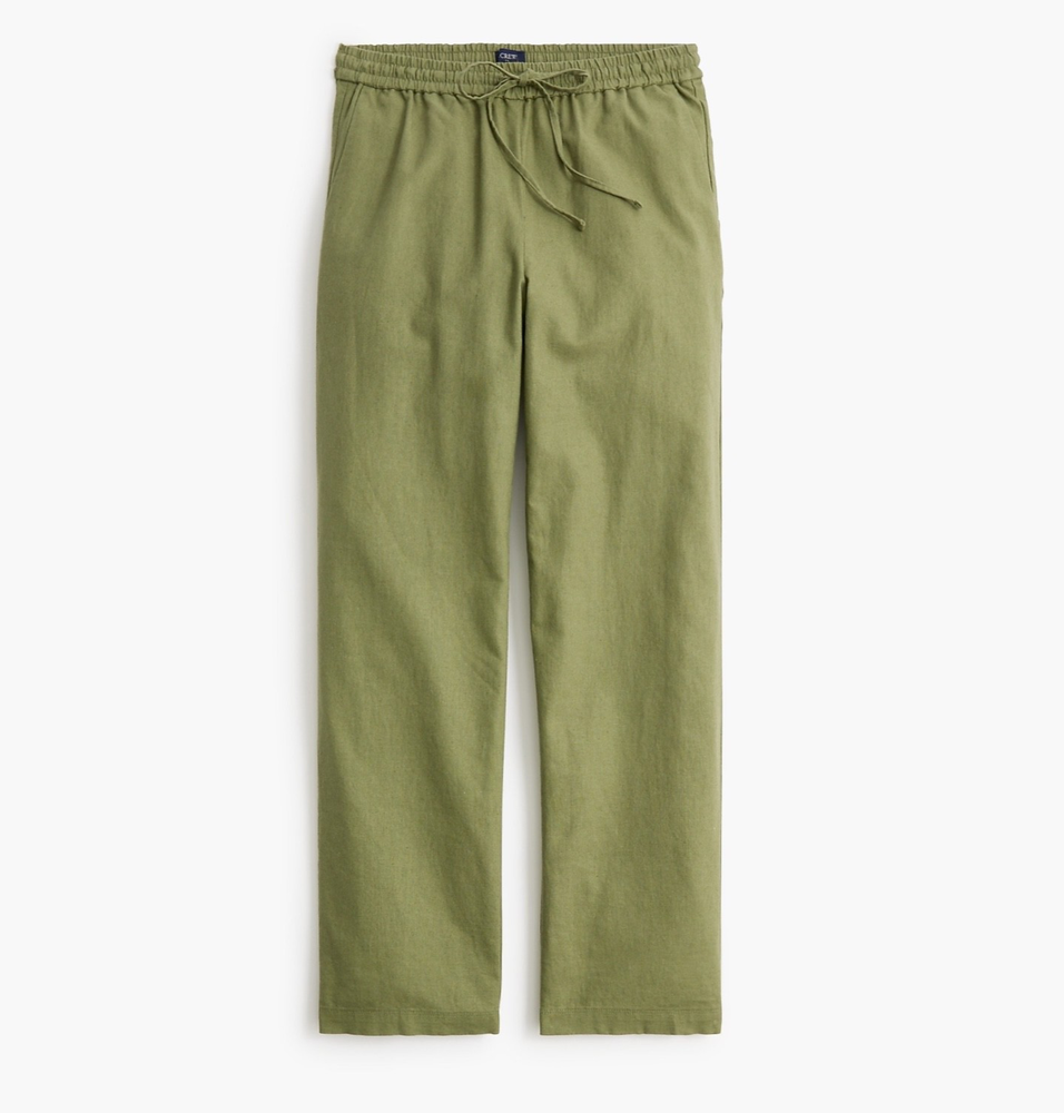 JCREW Size 4 Linen-Blend Slim Wide-Leg Drawstring Pant General Surplus $89 CG402