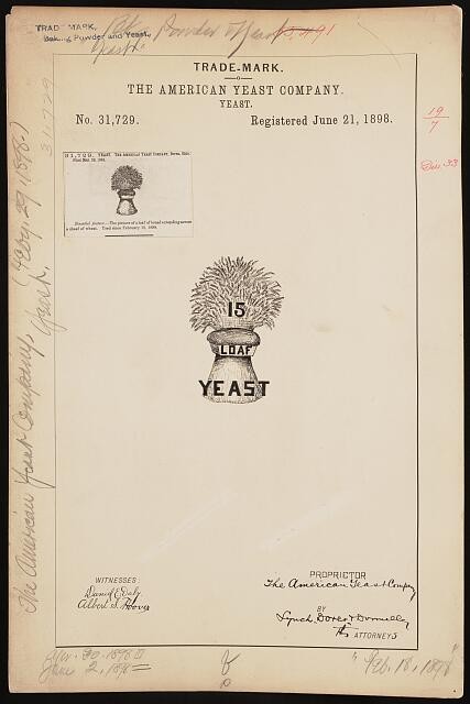 American Yeast Company Loaf bread sheaf wheat logo brand Yeast historic photo