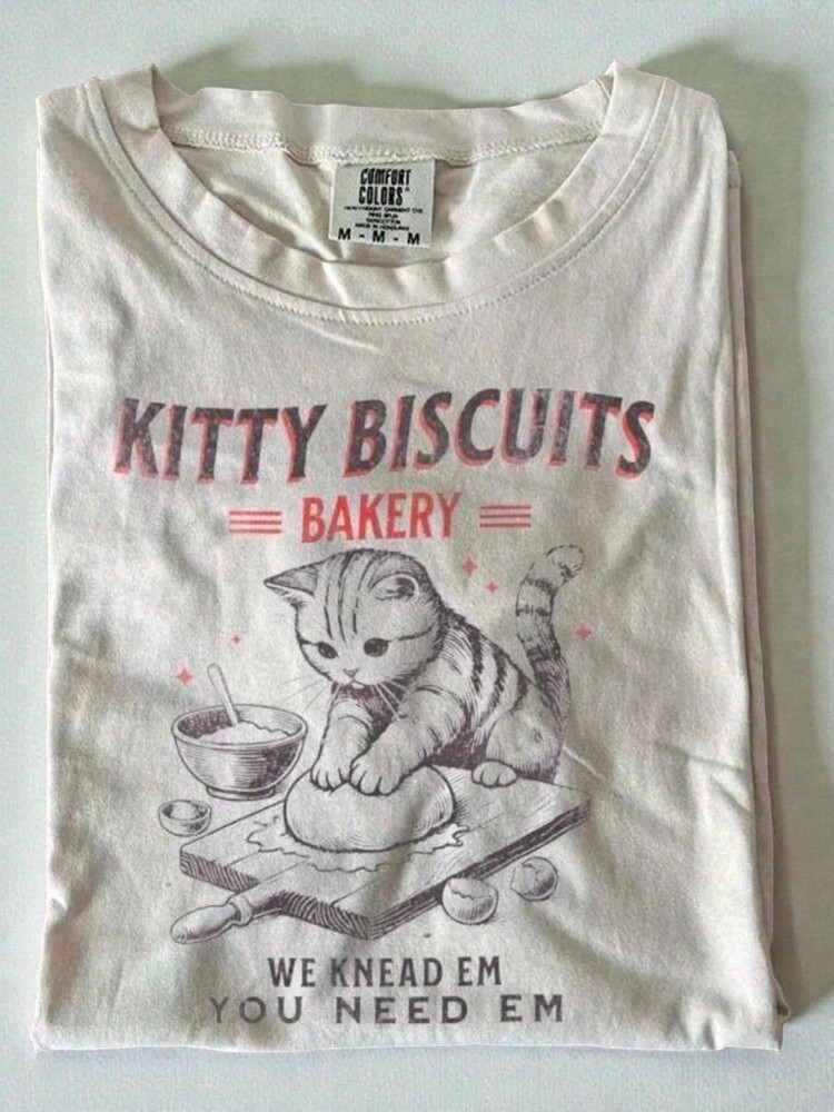 Comfort Colors Kitty Biscuits Bakery Graphic Tee - Cream - Medium
