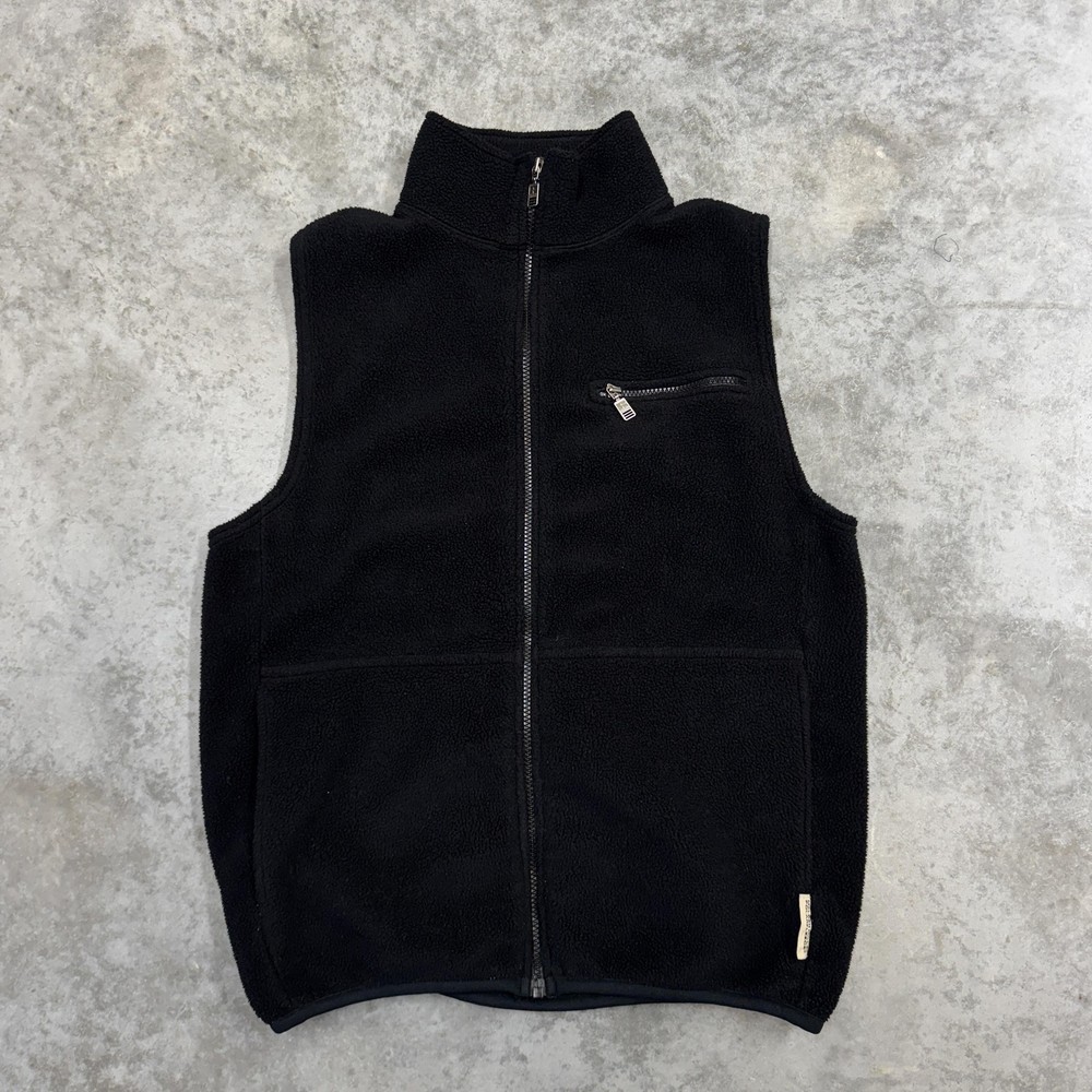 Russell Athletic Vest Mens Medium Black Fleece Full Zip Polartec Outdoor Hiking