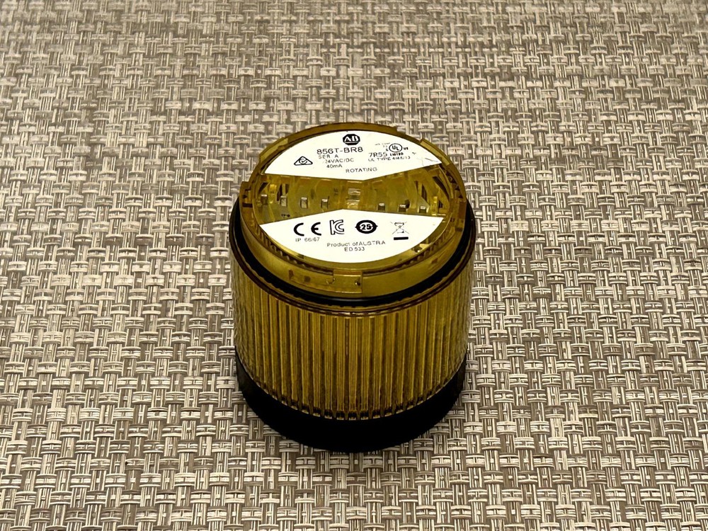 New! Allen Bradley 856T-BR8 Rotating LED Stack Light 24VAC/DC 70mm Yellow