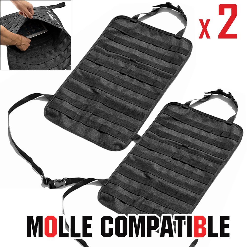 Tactical Vehicle MOLLE Panel Storage Bag Car Seat Back Cover Protector Organizer