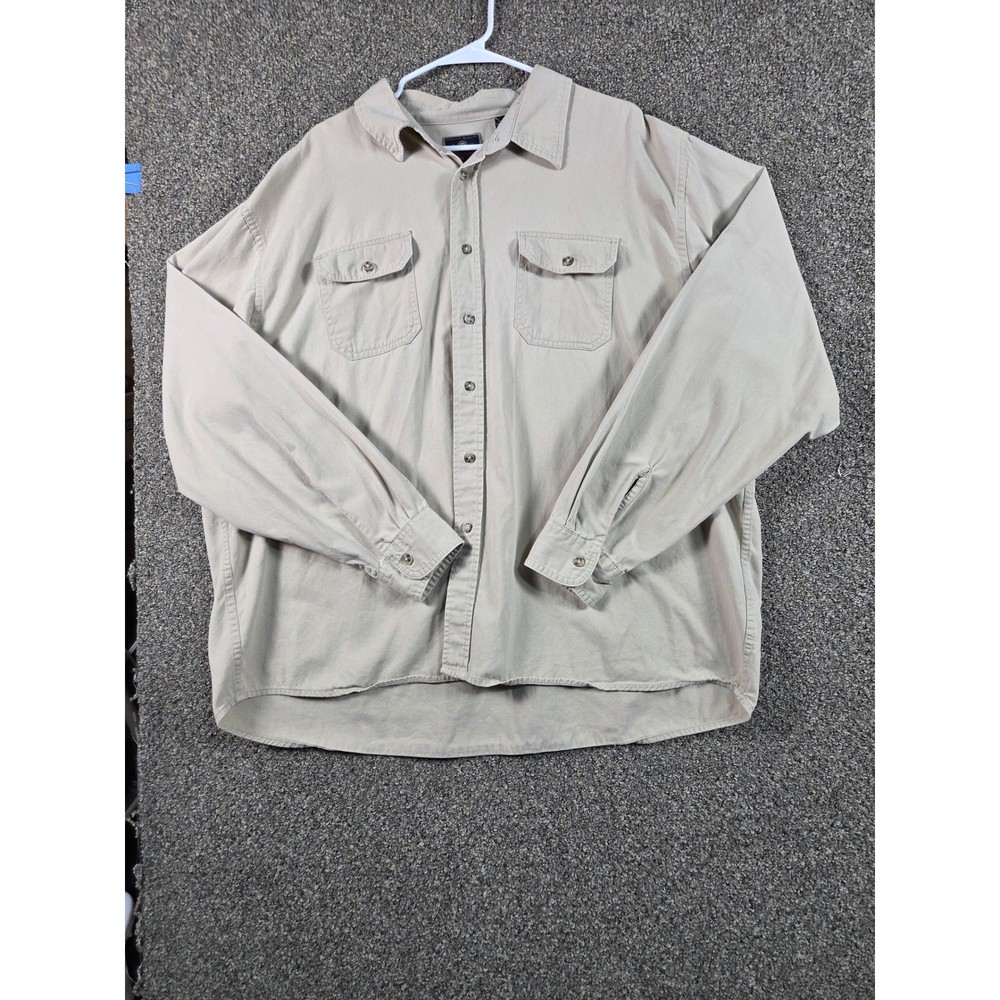 Wrangler Button Down Shirt Mens 3XL Tan Excellent Western Work Wear Cotton 0299