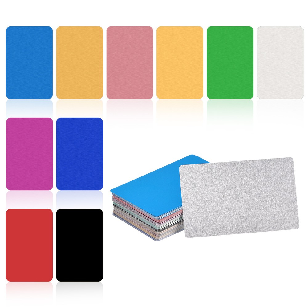 100Pcs Metal Business Cards Blank Multicolor Aluminum Laser Engraving 1/64