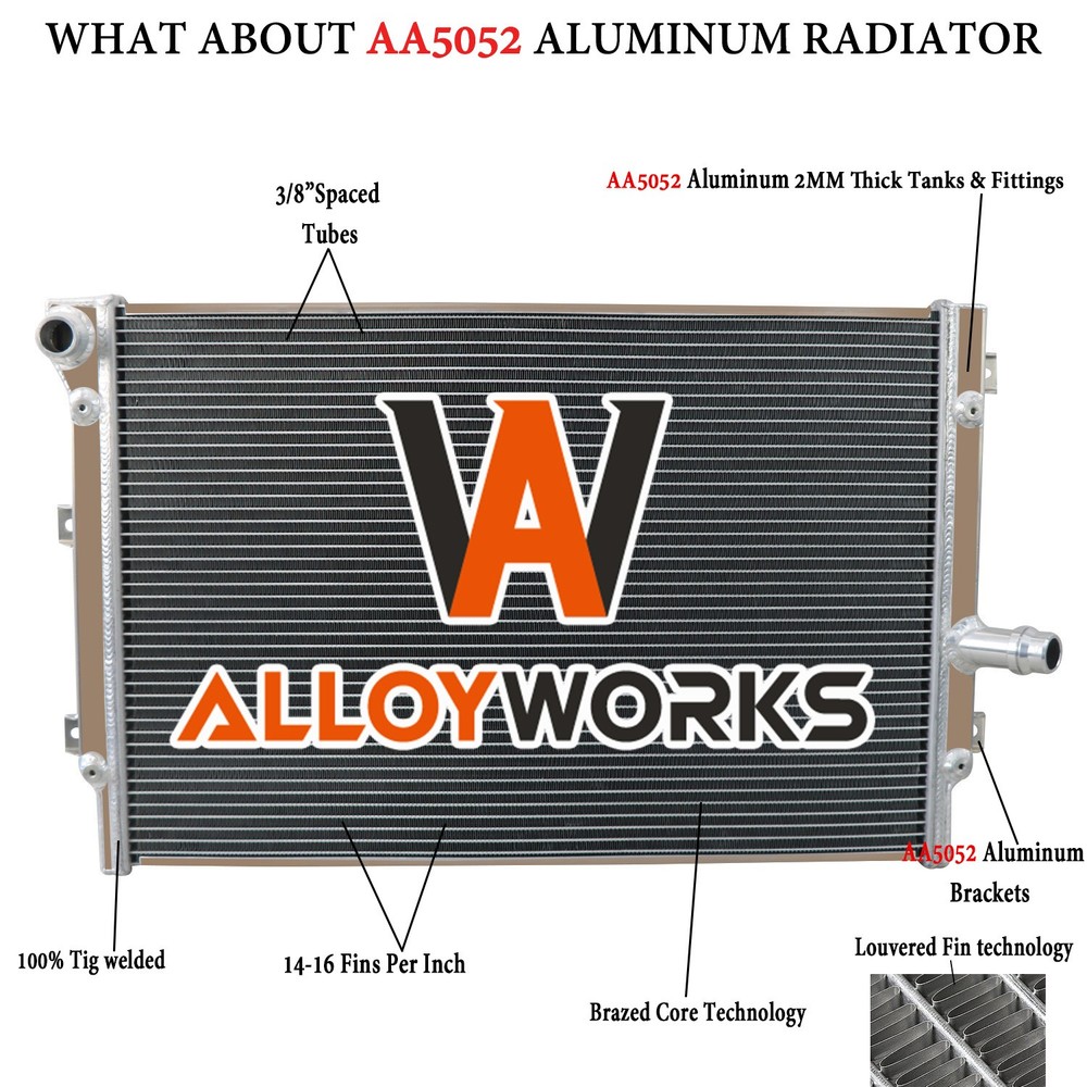 Aluminum Radiator For 2005-2014 VW PASSAT 2.0 1.6D 2.0D #1K0121251BK 1K0121251AB