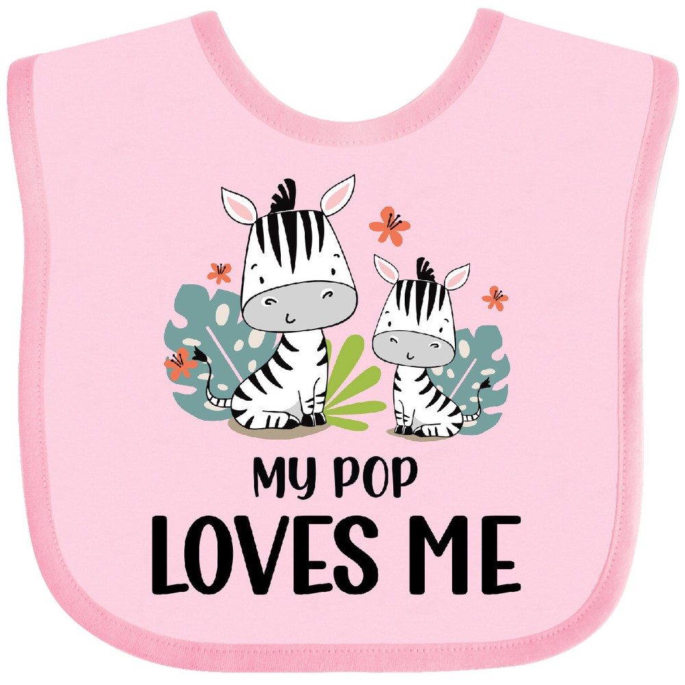 Inktastic Zebra My Pop Loves Me Baby Bib Grandchild Grandpa Grandfather Love Day
