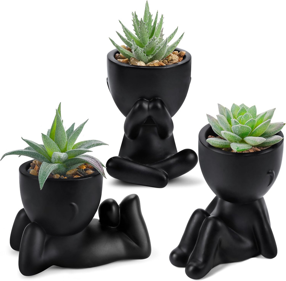 Set of 3 Artificial Succulent Plants for Home and Halloween Decor