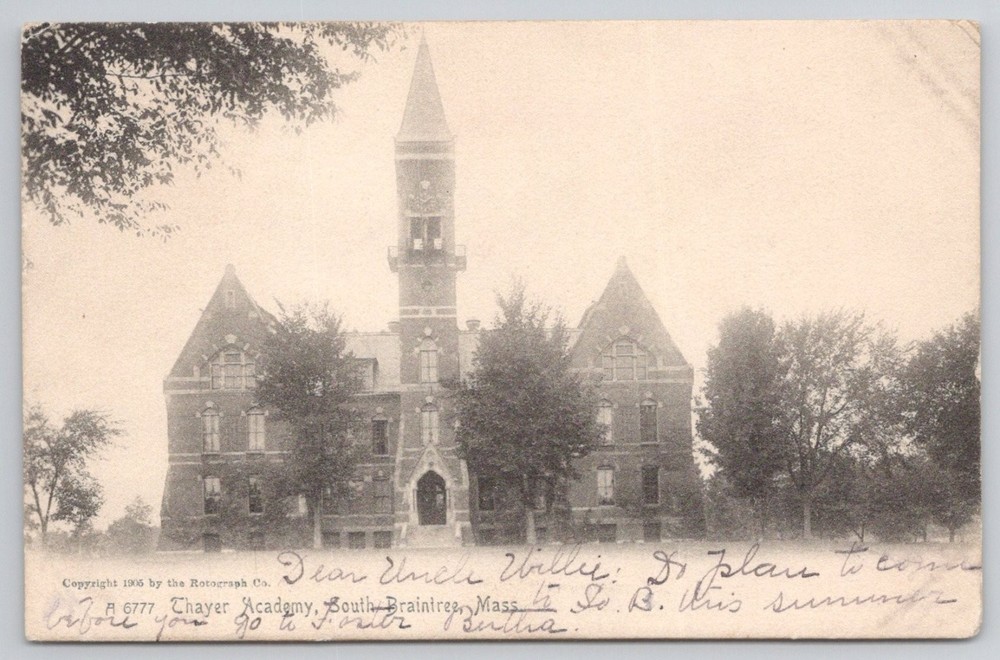 1906 Thayer Academy South Braintree MA Rotograph Real Photo Postcard Posted