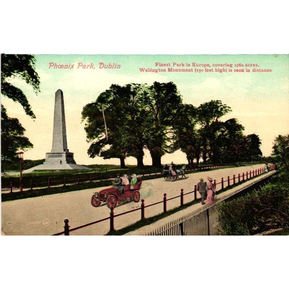 Phoenix Park Dublin Ireland Vintage Postcard Wellington Monument