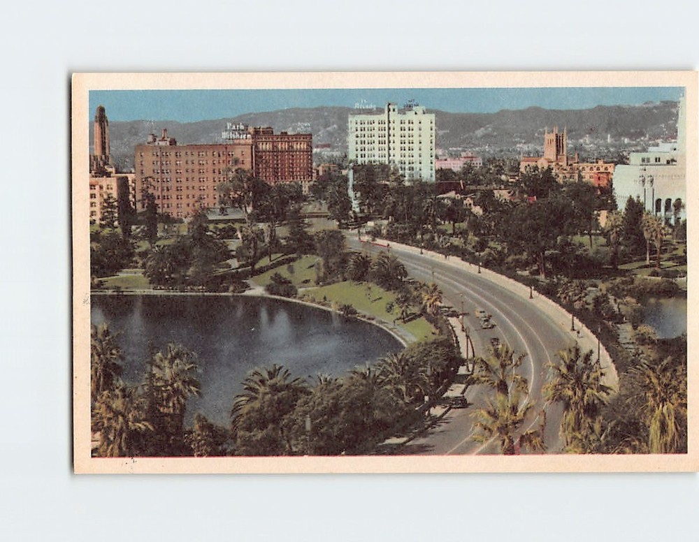 Postcard Wilshire Boulevard MacArthur Park Los Angeles California USA