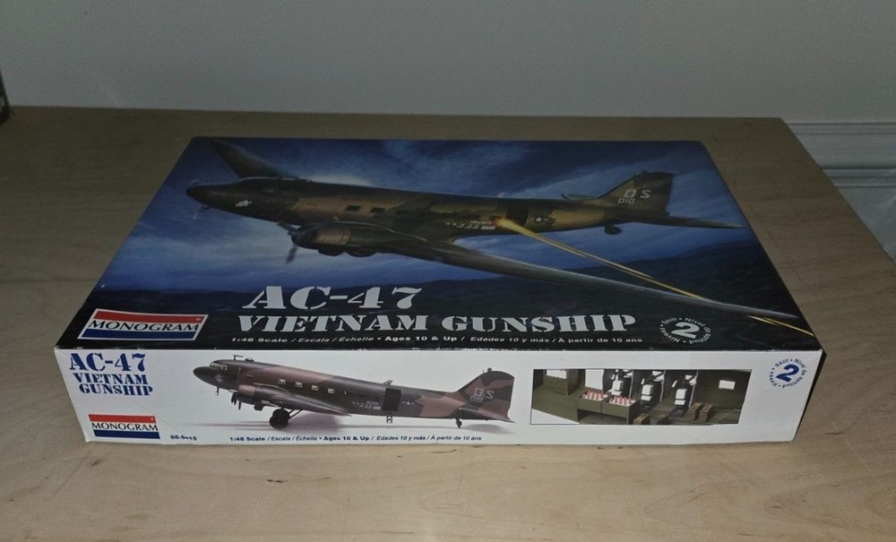 Monogram 1/48 Scale AC-47 Vietnam Gunship-Open BOx  SEALED Parts